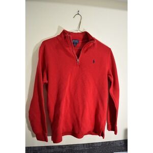 Polo Ralph Lauren YOUTH XL 18/20 Red Pullover 1/4 Zip Sweater Pony B406